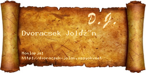Dvoracsek Jolán névjegykártya